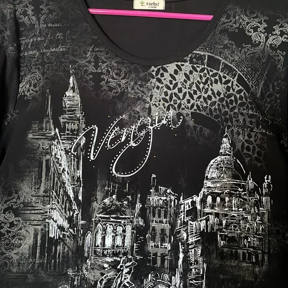 Cactus Venezia 3/4 sleeve Black Shirt NWT size X Large - Picture 2 of 6